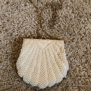 Vintage inspired hand beaded shell purse.